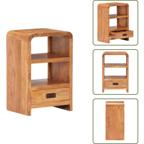 The Living Store Mesita de noche madera maciza acacia acabado miel 40x30x60 cm - Madera maciza