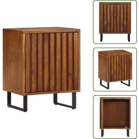 The Living Store Mesita de noche madera maciza de mango 40x30x50 cm - Madera de mango
