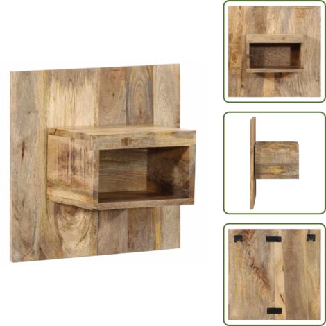 The Living Store Mesita de noche madera maciza de mango 50x27x50 cm - Mesita de noche de pared