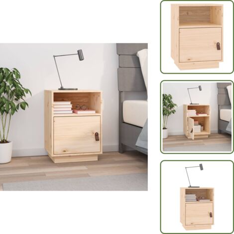 The Living Store Mesita de noche madera maciza de pino 40x34x55 cm - Madera maciza