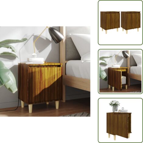 The Living Store Mesitas de noche 2 uds con patas madera marrón roble 40x30x50cm - Mesita de noche con patas