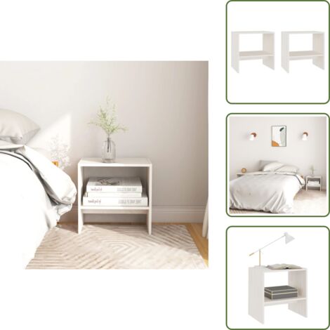 The Living Store Mesitas de noche 2 uds madera maciza pino blanco 40x30,5x40 cm - Mesitas de noche