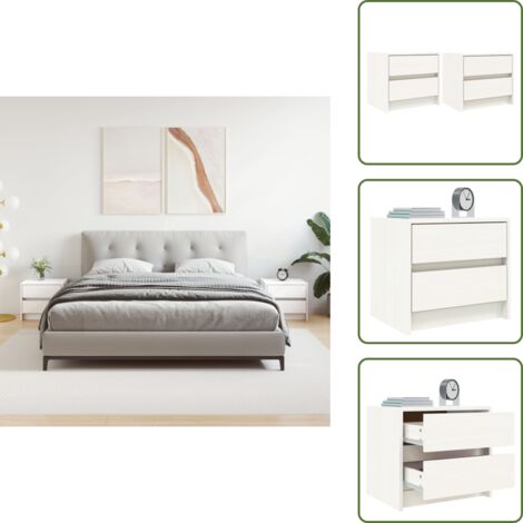 The Living Store Mesitas de noche 2 uds madera maciza pino blanco 40x31x35,5 cm - Mesita de noche de madera