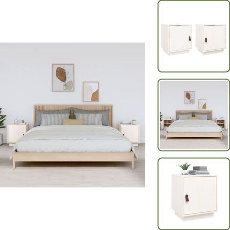 The Living Store Mesitas de noche 2 uds madera maciza pino blanco 40x34x45 cm - Mesita de noche de madera