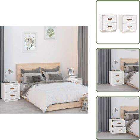 The Living Store Mesitas de noche 2 uds madera maciza pino blanco 40x34x45 cm - Mesitas de noche
