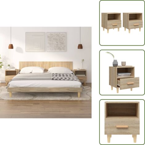 The Living Store Mesitas de noche 2 unidades color roble Sonoma 40x35x47 cm - Mesitas de noche