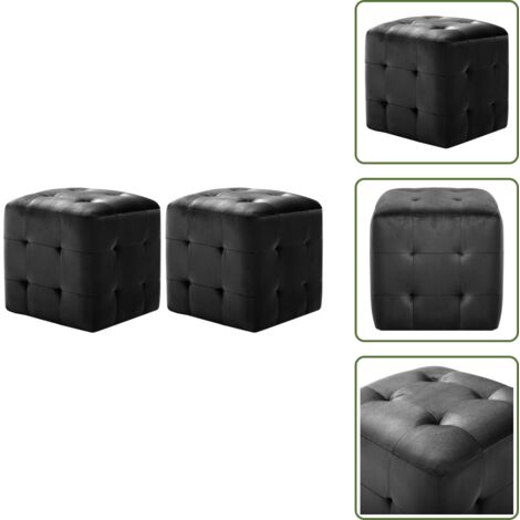 The Living Store Mesitas de noche 2 unidades terciopelo negro 30x30x30 cm - Mesitas de noche