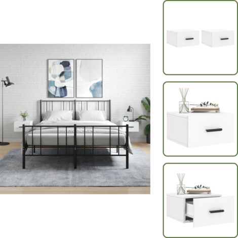 The Living Store Mesitas de noche de pared 2 uds blanco 35x35x20 cm - Mesita de pared