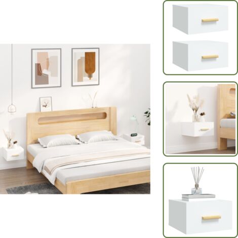 The Living Store Mesitas de noche de pared 2 uds blanco 35x35x20 cm - Mesita de pared