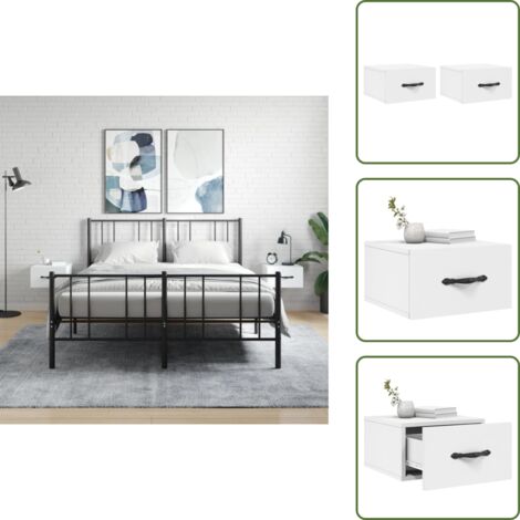 The Living Store Mesitas de noche de pared 2 uds blanco 35x35x20 cm - Mesita de pared