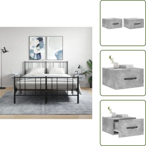 The Living Store Mesitas de noche de pared 2 uds color gris hormigón 35x35x20 cm - Mesita de pared