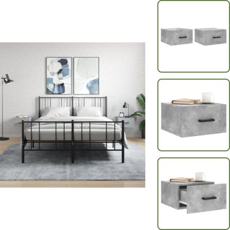 The Living Store Mesitas de noche de pared 2 uds color gris hormigón 35x35x20 cm - Mesita de pared
