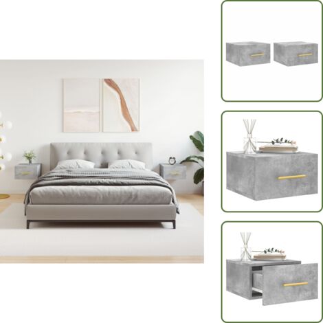 The Living Store Mesitas de noche de pared 2 uds color gris hormigón 35x35x20 cm - Mesita de pared