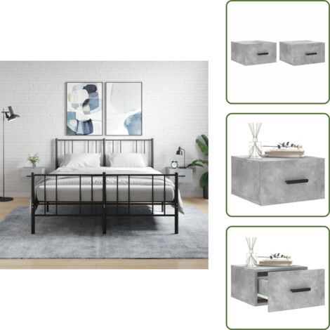 The Living Store Mesitas de noche de pared 2 uds color gris hormigón 35x35x20 cm - Mesita de pared