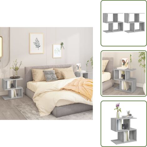 The Living Store Mesitas noche 2 uds contrachapada gris Sonoma 50x30x51,5 cm - Mesitas de noche