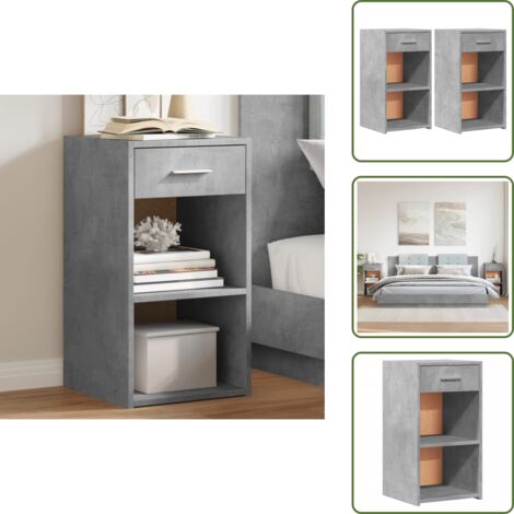 The Living Store Mesitas noche 2 uds madera ingeniería gris hormigón 35x34x65 cm - Mesita de noche gris hormigón