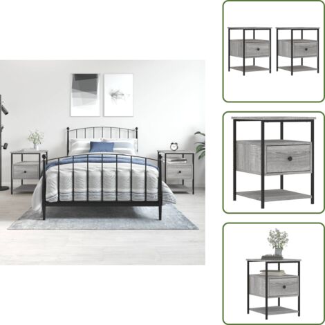 The Living Store Mesitas noche 2 uds madera ingeniería gris Sonoma 40x42x56 cm - Mesitas de noche
