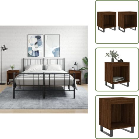 The Living Store Mesitas noche 2 uds madera ingeniería marrón roble 40x35x50 cm - Madera de ingeniería