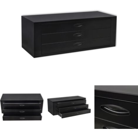 The Living Store Metall-Werkzeugkasten 3 Schubladen Schwarz - Werkzeugkästen