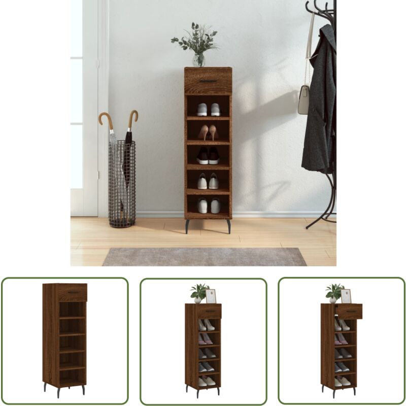 Meuble à chaussures chêne marron 30x35x105 cm bois d'ingénierie - Armoire à Chaussures - Meuble Rangement Chaussures - Rangement Chaussures - Commode