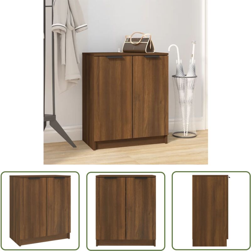 Devenirriche - The Living Store Meuble à chaussures Chêne marron 59x35x70 cm Bois d'ingénierie - Armoire à Chaussures - Meuble Chaussure - Rangement