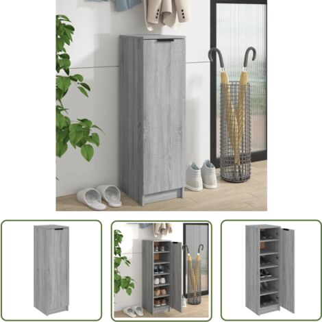 The Living Store Meuble à chaussures Sonoma gris 30x35x100 cm Bois d'ingénierie - Armoire À Chaussures - Meuble À Chaussures - Rangement Chaussures - Organisation Chaussures - Placard Chaussures