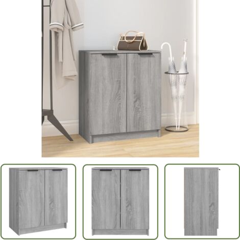 The Living Store Meuble à chaussures Sonoma gris 59x35x70 cm Bois d'ingénierie - Armoire À Chaussures - Meuble Rangement Chaussures - Placard Chaussures - Étagère Chaussures - Stockage Chaussures