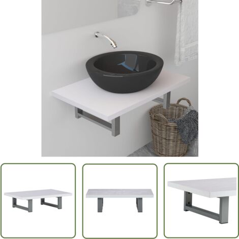 The Living Store Meuble de salle de bain Blanc 60x40x16,3 cm - Étagère Salle De Bain - Meuble Salle De Bain - Rangement Salle De Bain - Étagère Murale - Design Salle De Bain