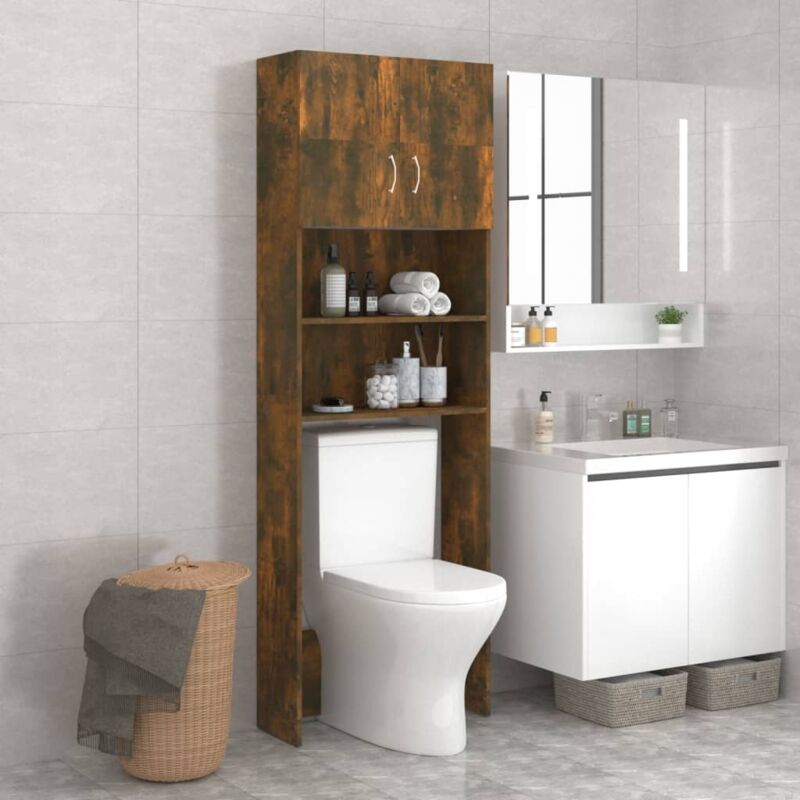 Meuble pour machine à laver Chêne fumé 64x25,5x190 cm The Living Store