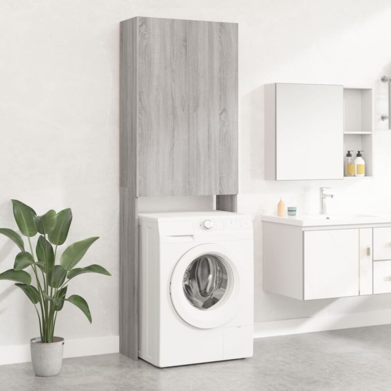 Meuble pour machine à laver Sonoma gris 64x25,5x190 cm The Living Store