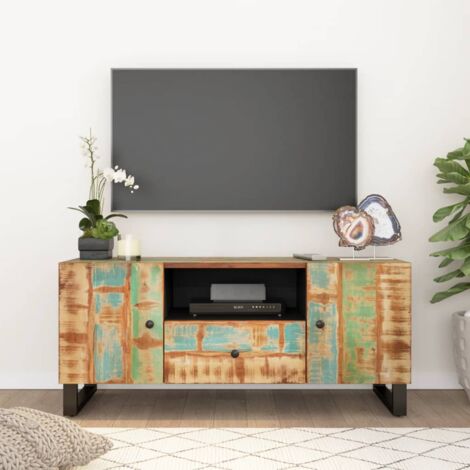 The Living Store -  Meuble TV 105x33,5x46 cm bois de récupération et d'ingénierie