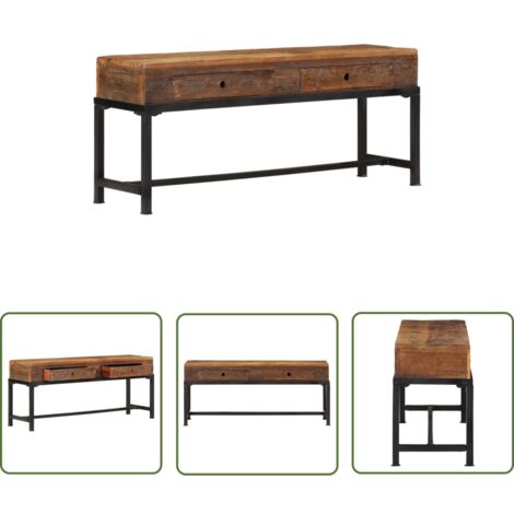 The Living Store Meuble TV 110x30x46 cm bois massif de récupération - Meubles Tv - Meuble Tv - Support Tv - Buffet Tv - Meubles Design