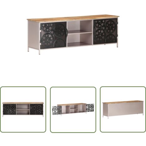 The Living Store Meuble TV 120x30x40 cm Bois de manguier brut - Meubles Tv - Meuble Tv - Meuble Tv Design - Meuble Tv Industriel - Meuble Tv Bois