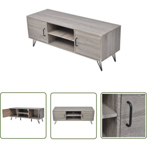 The Living Store Meuble TV 120x40x45 cm Gris - Meuble Tv - Meuble Tv Gris - Console Multimedia - Rangement Tv - Meuble Salon