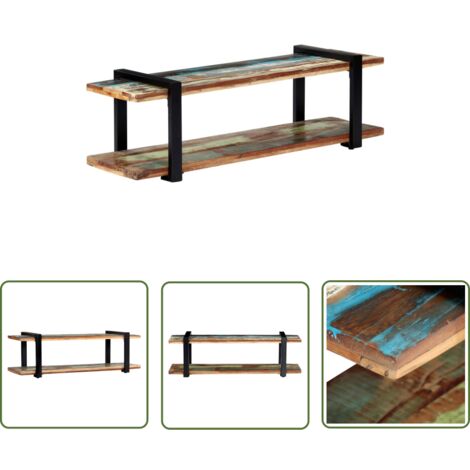 The Living Store Meuble TV 130x40x40 cm Bois de récupération massif - Meuble Tv Industriel - Meuble Tv Design - Meuble Tv Vintage - Rangement Salon - Support Tv Bois