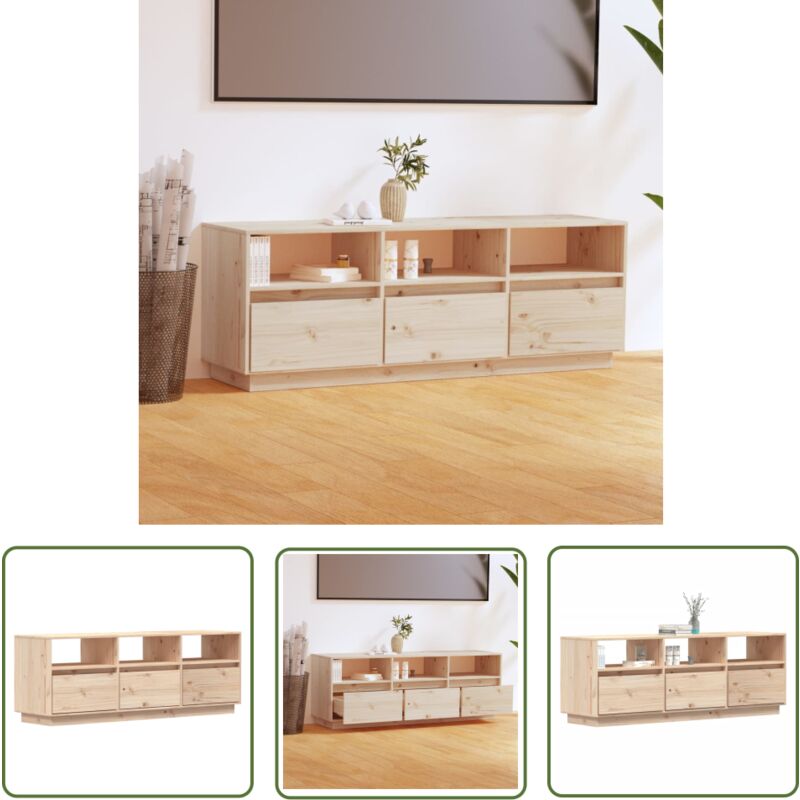 Meuble tv 140x37x50 cm Bois de pin massif - Meubles Tv - Meuble Tv - Buffet Bas - Meuble Rangement - Bois De Pin - The Living Store