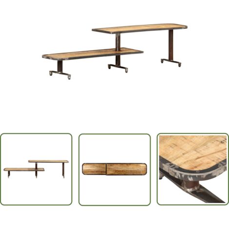 The Living Store Meuble TV 160x30x40 cm Bois de manguier massif - Meubles Tv - Meuble Tv Industriel - Meuble Tv Bois - Rangement Tv - Console Tv