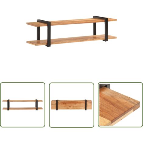 The Living Store Meuble TV 160x40x40 cm Bois d'acacia massif - Meubles Tv - Meuble Tv Industriel - Meuble Tv Acacia - Meuble Bas - Rangement Media