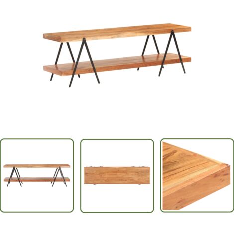 The Living Store Meuble TV 160x40x50 cm Bois d'acacia solide - Meubles Tv - Meuble Tv Bois - Meuble Tv Acacia - Meuble Tv Industriel - Rangement Media