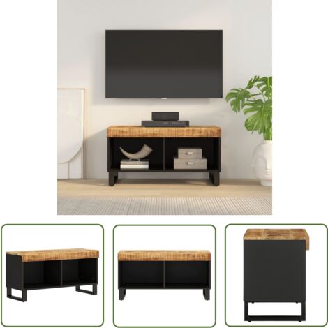 The Living Store Meuble TV 85x33x43,5 cm bois massif de manguier - Meubles Tv - Meuble Tv Industriel - Rangement Media - Support Tv - Meuble Salon