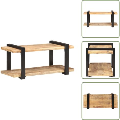 The Living Store Meuble TV 90x40x40 cm Bois de manguier brut - Meuble tv bois
