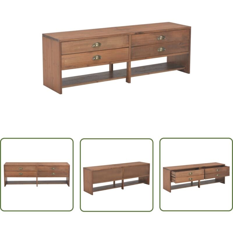 Meuble tv avec 4 tiroirs 120x30x40 cm Bois massif de sapin - Meuble Tv - Meuble Audio - Armoire Hifi - Meuble Salon - Meuble Chambre - The Living