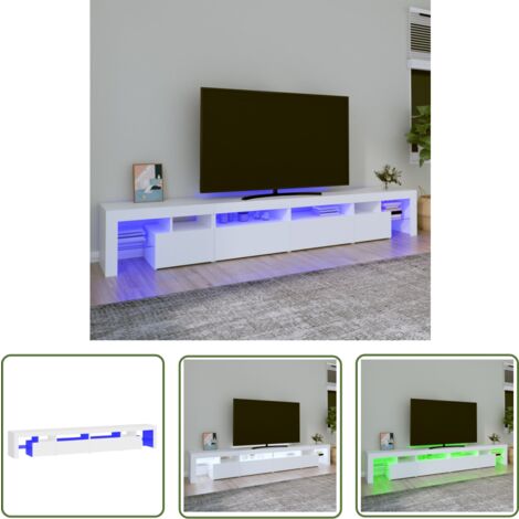 The Living Store Meuble TV avec lumières LED Blanc 260x36,5x40 cm - Meuble Tv - Meuble Audiovisuel - Télévision - Luminaire Led - Étagère Murale