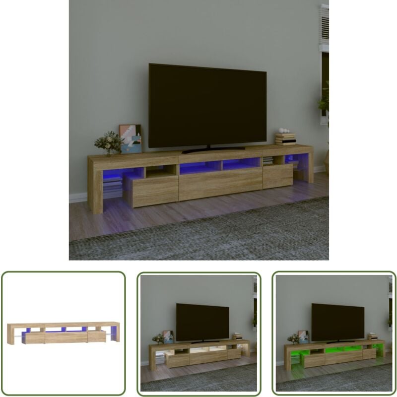 The Living Store - Meuble tv avec lumières led Chêne sonoma 230x36,5x40 cm - Meubles Tv - Meuble Tv - Télévision - Luminaire Led - Décoration