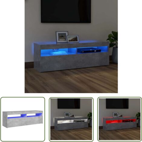 The Living Store Meuble TV avec lumières LED gris béton 120x35x40 cm - Meuble Tv - Meuble Téléviseur - Armoire Tv - Télévision Led - Éclairage Led