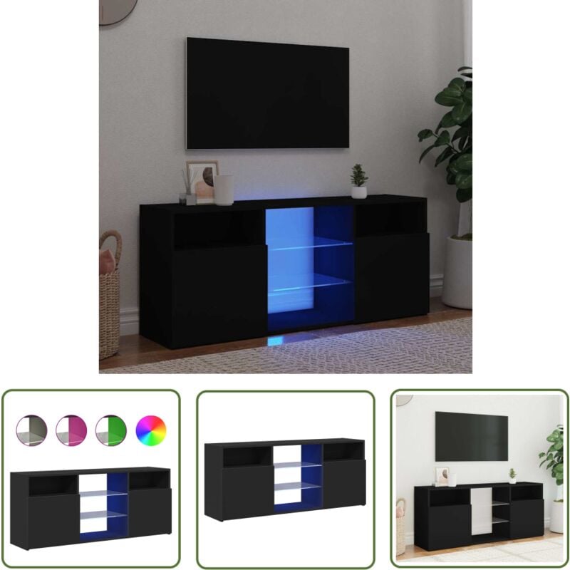 Fuhuida Trading - The Living Store Meuble tv avec lumières led noir 120x30x50 cm - Meuble Tv - Meuble Téléviseur - Armoire Tv - Télévision - Led