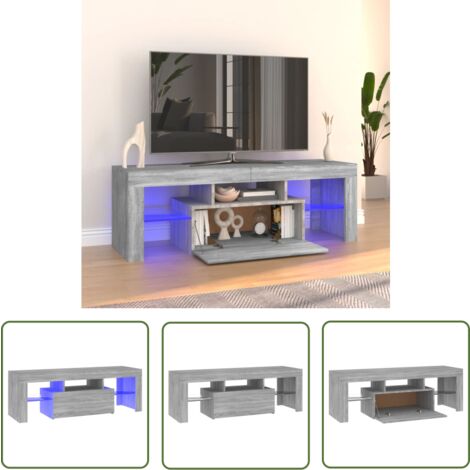 The Living Store Meuble TV avec lumières LED sonoma gris 120x35x40 cm - Meubles Tv - Meuble Tv Led - Meuble Tv Avec Éclairage - Meuble Tv Design - Meuble Tv Gris
