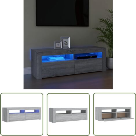 The Living Store Meuble TV avec lumières LED sonoma gris 120x35x40 cm - Meubles Tv - Meuble Tv - Télévision - Unité Tv - Support Tv