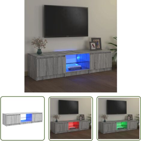 The Living Store Meuble TV avec lumières LED Sonoma gris 140x40x35,5 cm - Meuble Tv - Meuble Téléviseur - Unité Tv - Support Tv - Luminaire Led