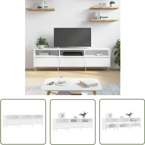 The Living Store Meuble TV blanc 150x30x44,5 cm bois d'ingénierie - Meubles Tv - Meuble Tv - Buffet Tv - Banc Tv - Meuble Salle Séjour